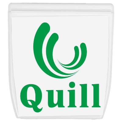 White plastic dental floss with a custom logo.