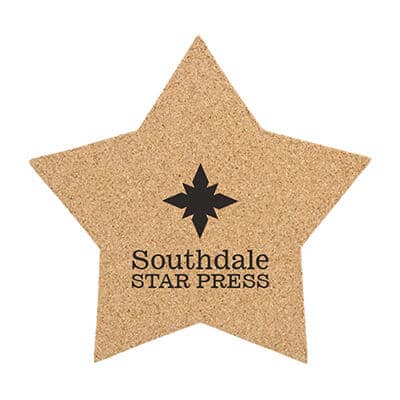 6 inch cork star with custom printed.