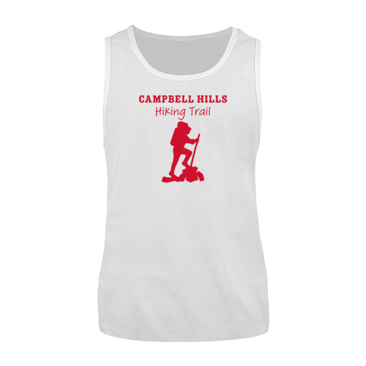 Custom white cotton tank top with logo.
