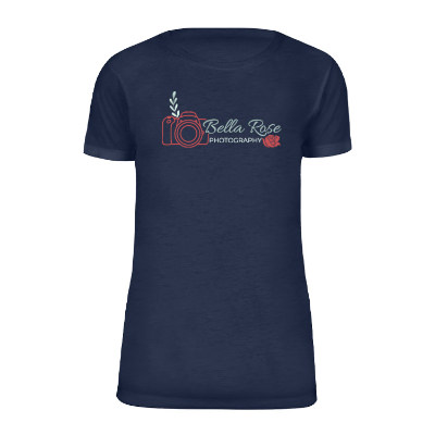Women's plum short-sleeve t-shirt with full color logo.