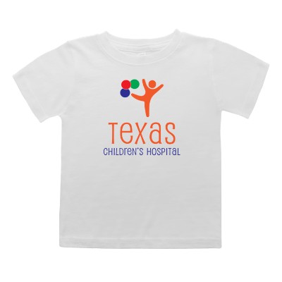 Custom full color logo on white toddler tee.