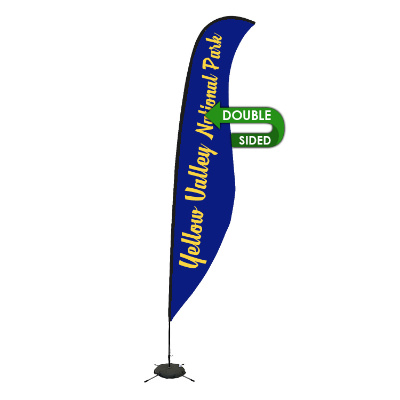 17-ft. double-sided stand-up flag with custom logo.