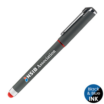 Full-color plastic pen with custom logo.