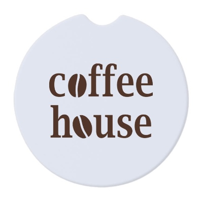 Stone white absorbent coaster with custom imprint.
