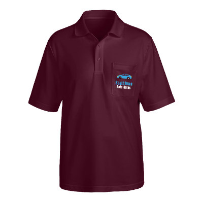 Customized full color maroon polo with pocket