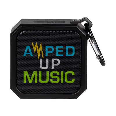 Magnetic speaker with custom full-color logo.