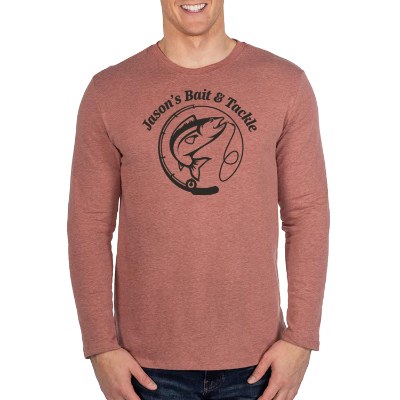 Maroon heather long sleeve tee with imprint.