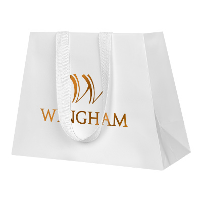 Paper black matte foil stamped recyclable eurotote bag branded.