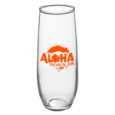 Clear flute with custom logo.