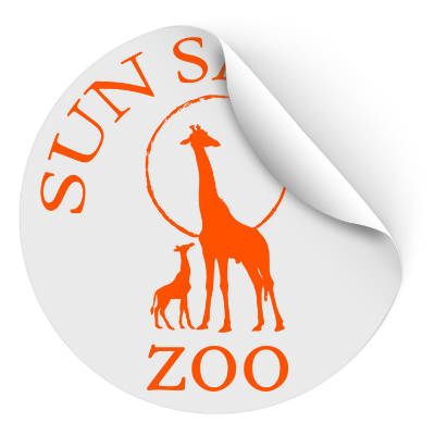 8 inch circle sticker with custom imprint.