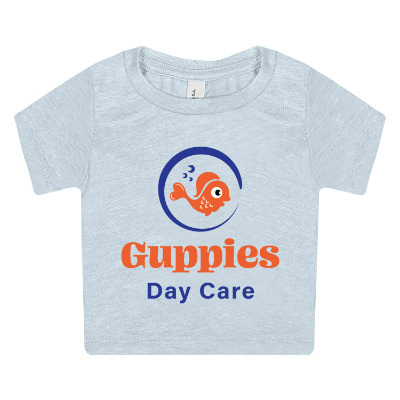 Ice blue triblend infant tee with custom full color logo.