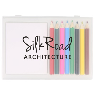 Clear colored pencil case with custom logo.