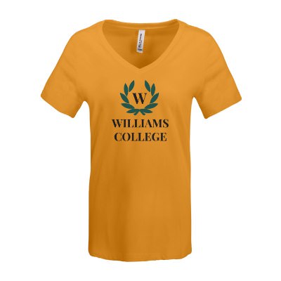 Mustard ladies' tee with custom full color imprint.