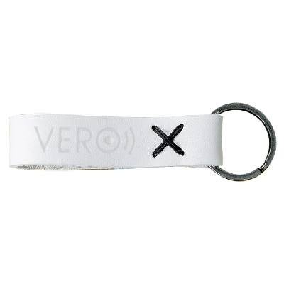 Leather Loop keychain with custom debossed logo.