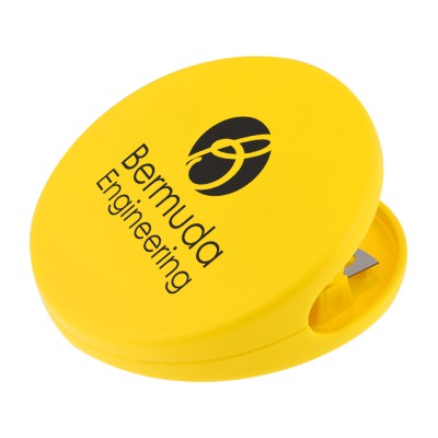 Plastic yellow round chip clip with imprinting.