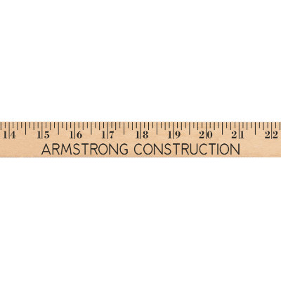 Custom design on extra strong natural wood yardstick.
