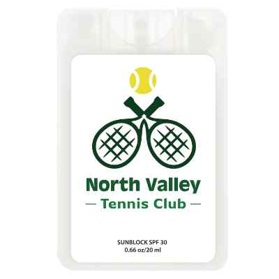 Plastic frost sunscreen available in a full-color imprint.