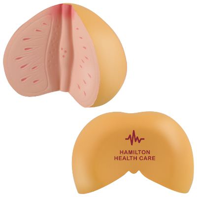 Foam prostate gland stress ball with custom imprint.