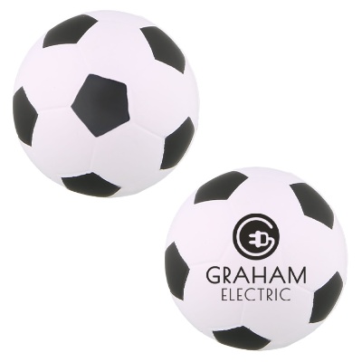 White foam stress ball with a custom logo.