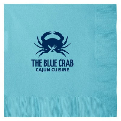 3Ply tissue navy blue dinner napkin with custom branding.