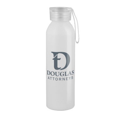 Aluminum white sports bottle with custom logo.
