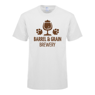 White tall cotton t-shirt with custom logo.