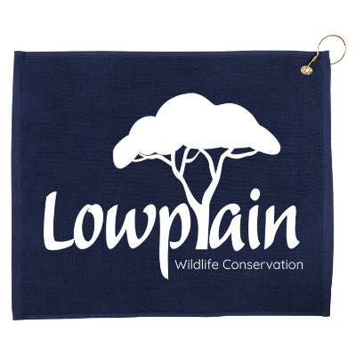 Custom 16" x 25" hemmed golf towel.