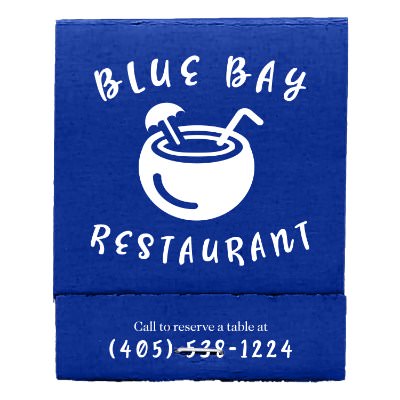 White paper matchbook with a personalized imprint.