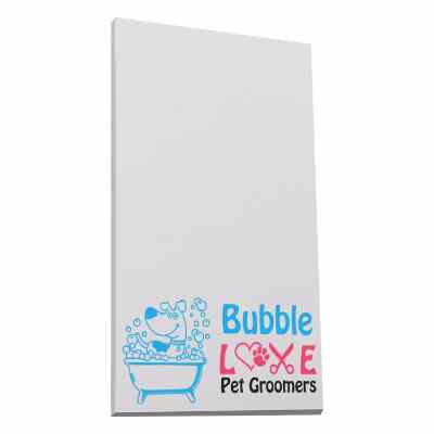 5x8 inches adhesive pad with full color imprint.