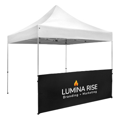Full-color 10-ft. tent half wall with custom imprint.