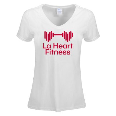 White women's t-shirt with custom logo.
