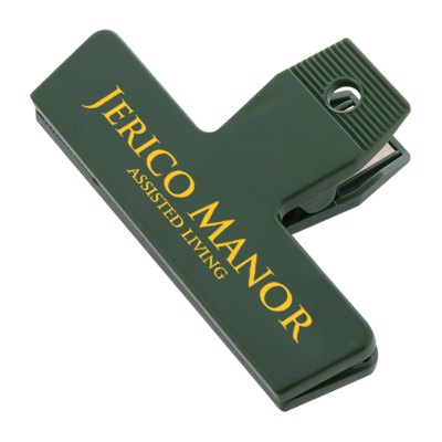 Ploystyrene eco dark green recycled chip clip personalized.