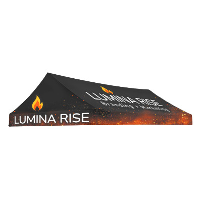 Full-color 10-ft. x 15-ft. gable tent canopy with custom imprint.