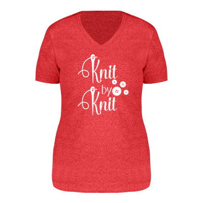 Reclaimed red heather customizable women's tee with logo.