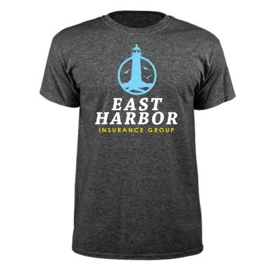 Full color dark heather promo short sleeve shirt.