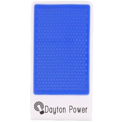 Branded blue phone stand with blue grip.