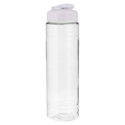 Plastic clear sports bottle with flip lid in 24 oz.