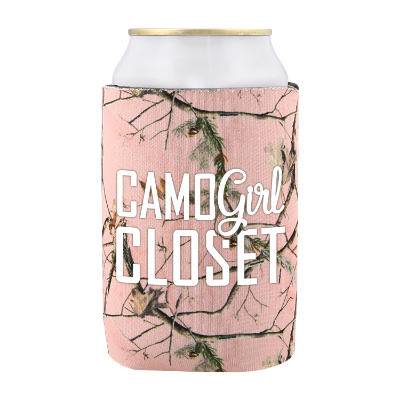 Foam Realtree Pink Camo licensed collapsible can cooler printed.