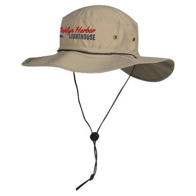 Embroidered boonie hat in khaki.