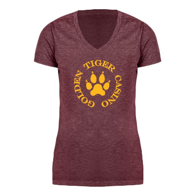 Maroon custom imprinted short sleeve shirt.