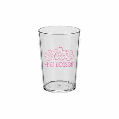 Acrylic clear beer glass with custom logo in 8 ounces.