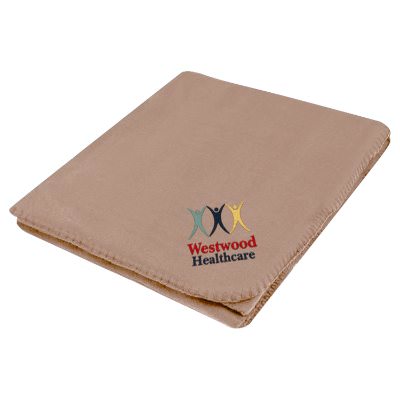 Embroidered royal blue polar fleece blanket