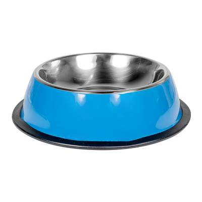Blue stainless steel pet bowl blank.