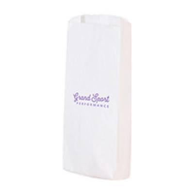 Paper white pharmacy recyclable bag with custom imprint.