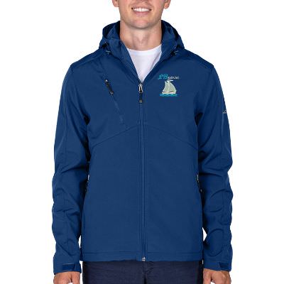 Full Color blue soft shell jacket.