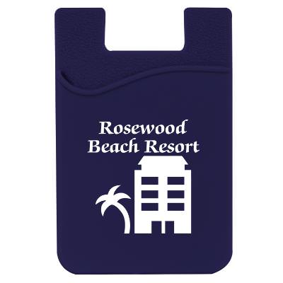 Silicone navy blue customized phone wallet.