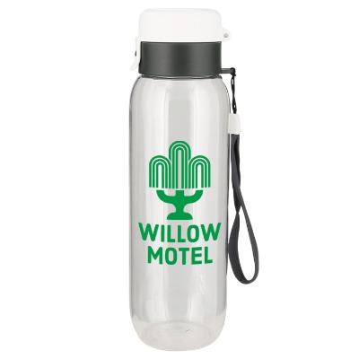 White plastic bottle with custom imprint.