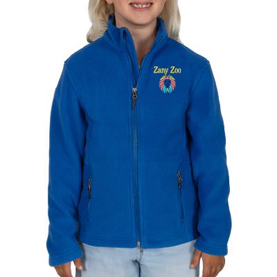 Full color blue personalized youth jacket.