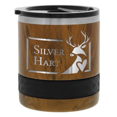Teak Wood Brown tumbler with engraved logo.