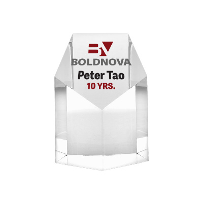 Crystal award with custom full color imprint.